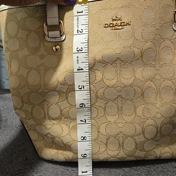 Coach F58282 Outline Signature Zip Top Cream Tote Bag - Picture 13 of 13
